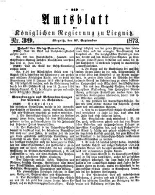 Amts-Blatt der Preußischen Regierung zu Liegnitz Samstag 27. September 1873