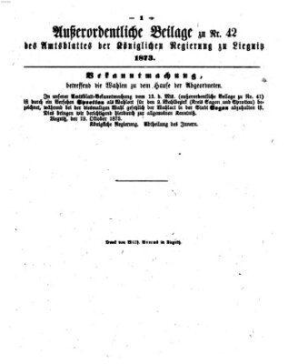Amts-Blatt der Preußischen Regierung zu Liegnitz Samstag 18. Oktober 1873