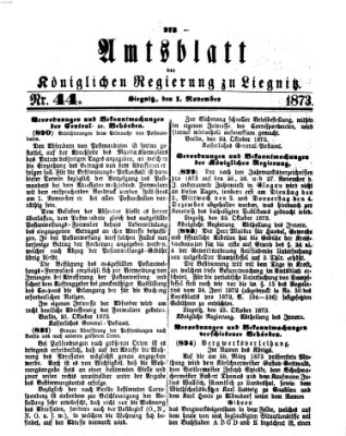 Amts-Blatt der Preußischen Regierung zu Liegnitz Samstag 1. November 1873