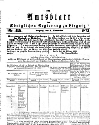 Amts-Blatt der Preußischen Regierung zu Liegnitz Samstag 8. November 1873