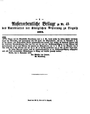 Amts-Blatt der Preußischen Regierung zu Liegnitz Samstag 8. November 1873