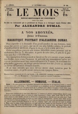 Le Mois Montag 1. Oktober 1849