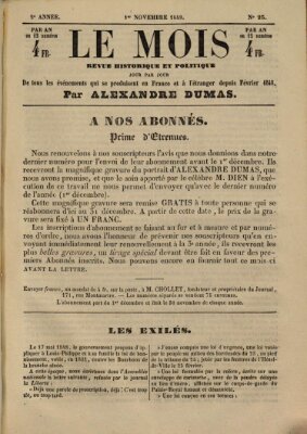 Le Mois Donnerstag 1. November 1849