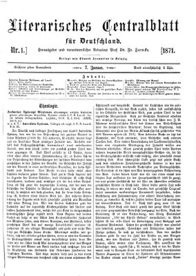 Literarisches Zentralblatt für Deutschland Samstag 7. Januar 1871