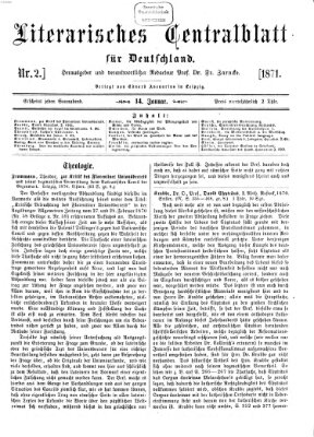 Literarisches Zentralblatt für Deutschland Samstag 14. Januar 1871