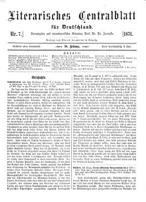 Literarisches Zentralblatt für Deutschland Samstag 18. Februar 1871