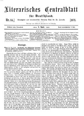 Literarisches Zentralblatt für Deutschland Samstag 8. April 1871