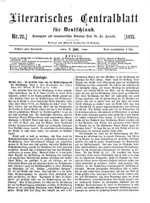 Literarisches Zentralblatt für Deutschland Samstag 3. Juni 1871