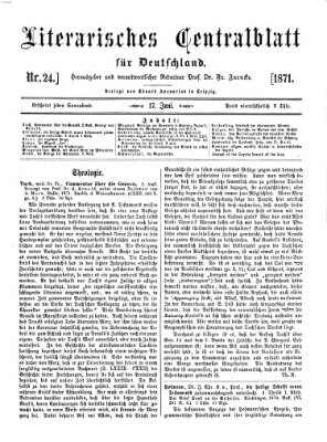 Literarisches Zentralblatt für Deutschland Samstag 17. Juni 1871