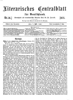 Literarisches Zentralblatt für Deutschland Samstag 1. Juli 1871