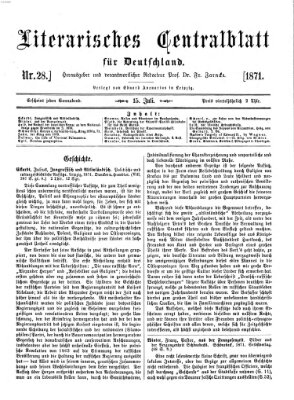 Literarisches Zentralblatt für Deutschland Samstag 15. Juli 1871