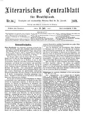 Literarisches Zentralblatt für Deutschland Samstag 29. Juli 1871