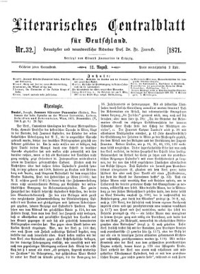 Literarisches Zentralblatt für Deutschland Samstag 12. August 1871