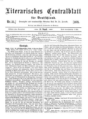 Literarisches Zentralblatt für Deutschland Samstag 19. August 1871