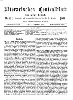 Literarisches Zentralblatt für Deutschland Samstag 2. September 1871