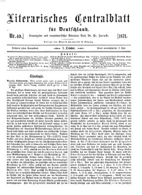 Literarisches Zentralblatt für Deutschland Samstag 7. Oktober 1871