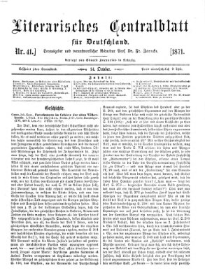 Literarisches Zentralblatt für Deutschland Samstag 14. Oktober 1871