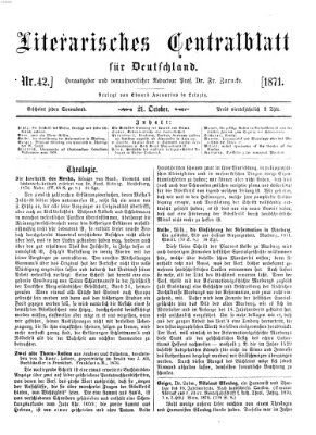 Literarisches Zentralblatt für Deutschland Samstag 21. Oktober 1871
