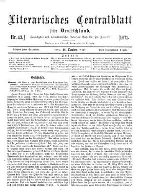 Literarisches Zentralblatt für Deutschland Samstag 28. Oktober 1871