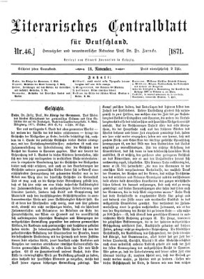 Literarisches Zentralblatt für Deutschland Samstag 18. November 1871