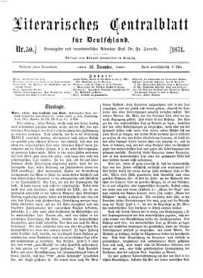 Literarisches Zentralblatt für Deutschland Samstag 16. Dezember 1871