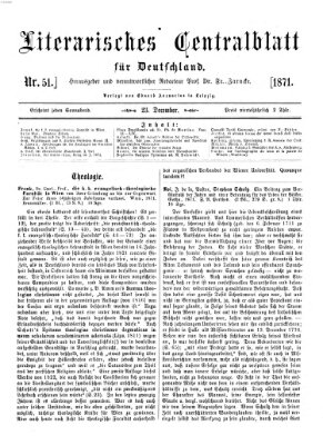 Literarisches Zentralblatt für Deutschland Samstag 23. Dezember 1871