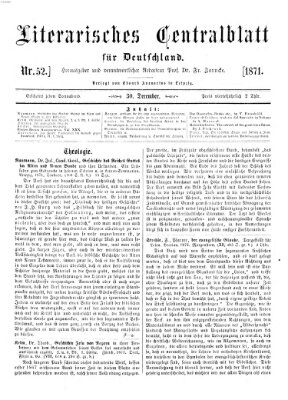 Literarisches Zentralblatt für Deutschland Samstag 30. Dezember 1871