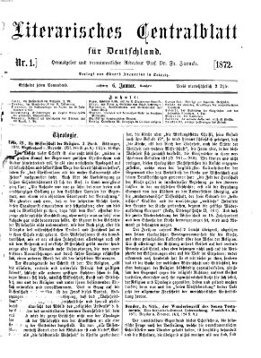 Literarisches Zentralblatt für Deutschland Samstag 6. Januar 1872