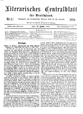 Literarisches Zentralblatt für Deutschland Samstag 13. Januar 1872