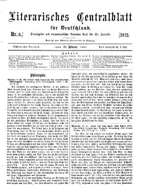 Literarisches Zentralblatt für Deutschland Samstag 10. Februar 1872