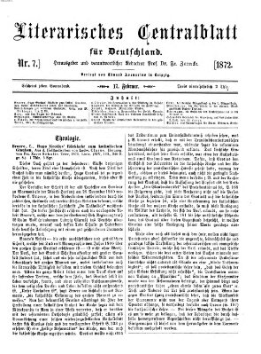 Literarisches Zentralblatt für Deutschland Samstag 17. Februar 1872