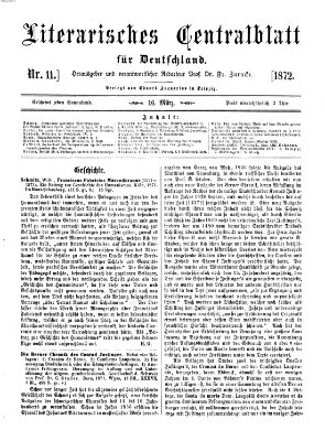 Literarisches Zentralblatt für Deutschland Samstag 16. März 1872