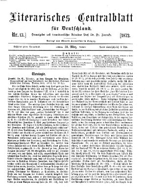 Literarisches Zentralblatt für Deutschland Samstag 30. März 1872