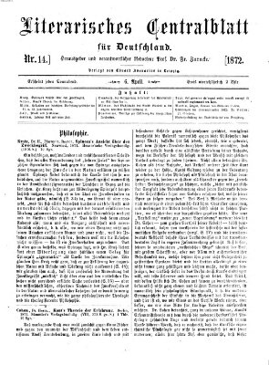 Literarisches Zentralblatt für Deutschland Samstag 6. April 1872