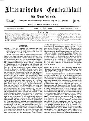 Literarisches Zentralblatt für Deutschland Samstag 18. Mai 1872