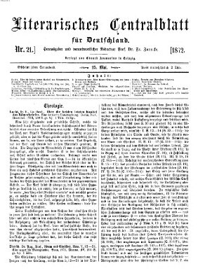 Literarisches Zentralblatt für Deutschland Samstag 25. Mai 1872