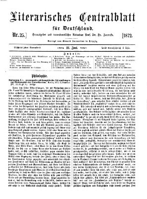 Literarisches Zentralblatt für Deutschland Samstag 22. Juni 1872