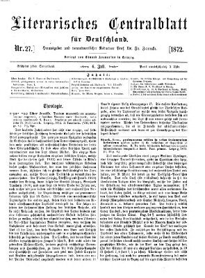 Literarisches Zentralblatt für Deutschland Samstag 6. Juli 1872