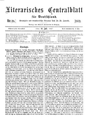 Literarisches Zentralblatt für Deutschland Samstag 13. Juli 1872