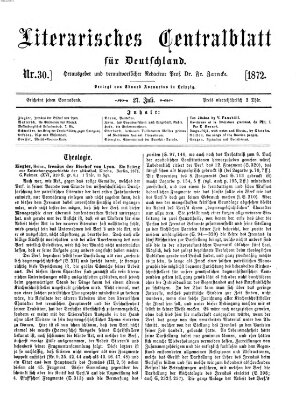 Literarisches Zentralblatt für Deutschland Samstag 27. Juli 1872