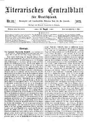 Literarisches Zentralblatt für Deutschland Samstag 10. August 1872