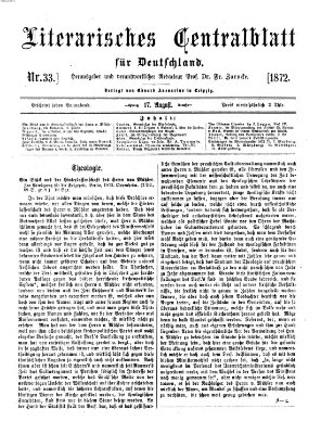 Literarisches Zentralblatt für Deutschland Samstag 17. August 1872