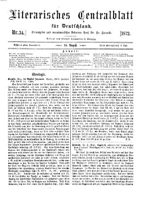 Literarisches Zentralblatt für Deutschland Samstag 24. August 1872