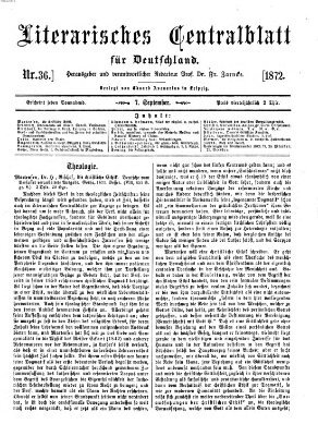 Literarisches Zentralblatt für Deutschland Samstag 7. September 1872