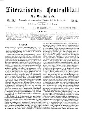 Literarisches Zentralblatt für Deutschland Samstag 21. September 1872