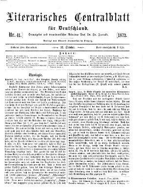 Literarisches Zentralblatt für Deutschland Samstag 12. Oktober 1872