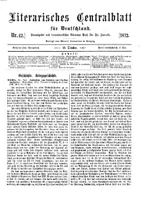 Literarisches Zentralblatt für Deutschland Samstag 19. Oktober 1872