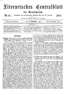 Literarisches Zentralblatt für Deutschland Samstag 9. November 1872