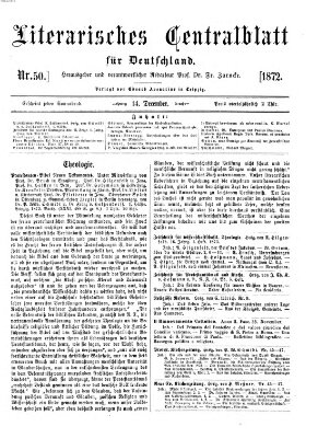 Literarisches Zentralblatt für Deutschland Samstag 14. Dezember 1872