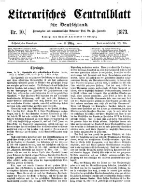 Literarisches Zentralblatt für Deutschland Samstag 8. März 1873